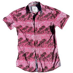 GOOD VIBES Button Down Shirt, Pink Size S
